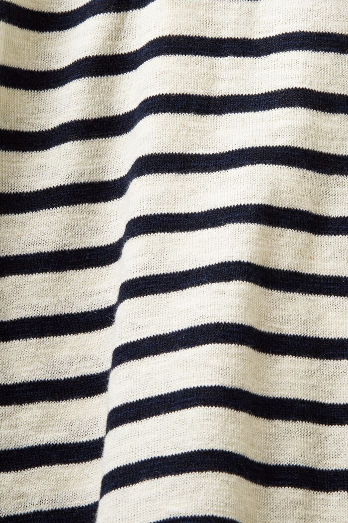 Cardigan style marinière en coton et lin, CREAM BEIGE, detail image number 4