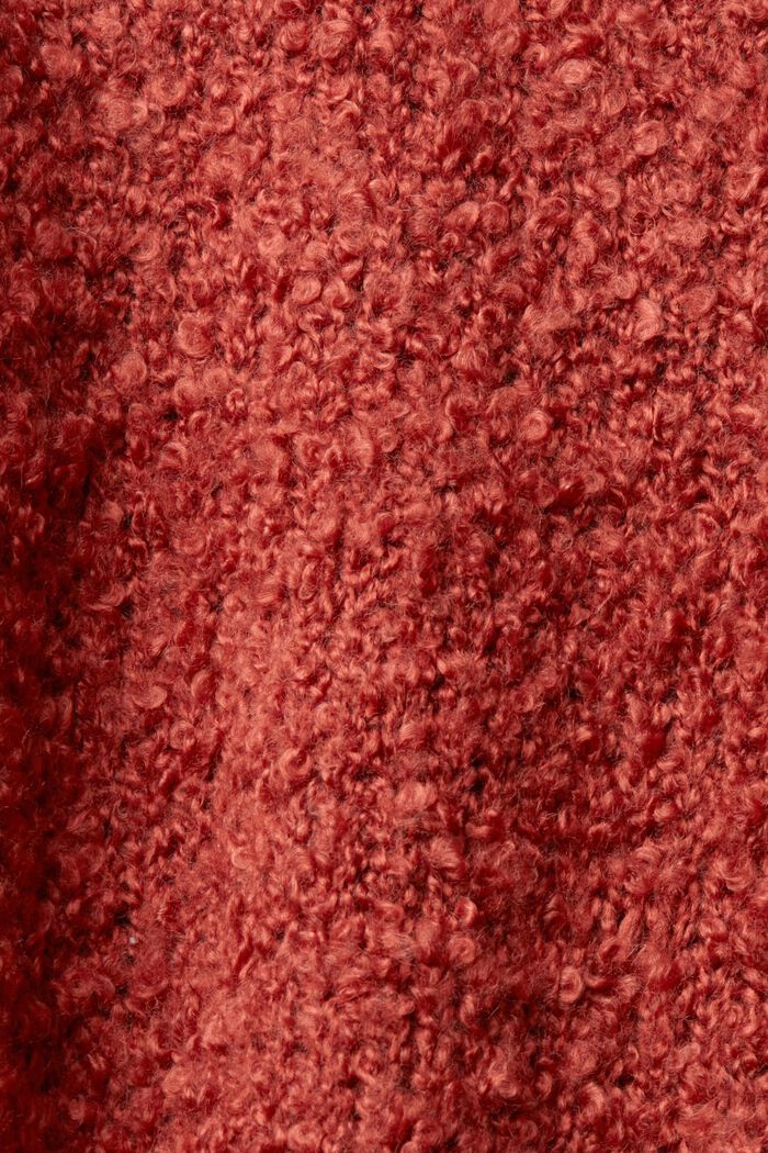 Pull à encolure en V en laine mélangée, TERRACOTTA, detail image number 4