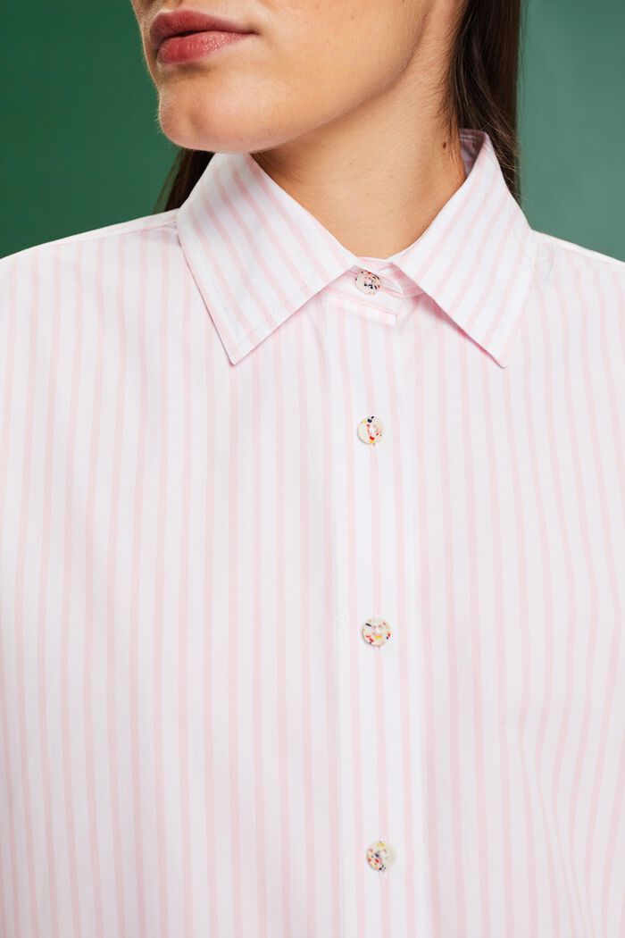 Gestreept overhemd van popeline, PASTEL PINK, detail image number 3