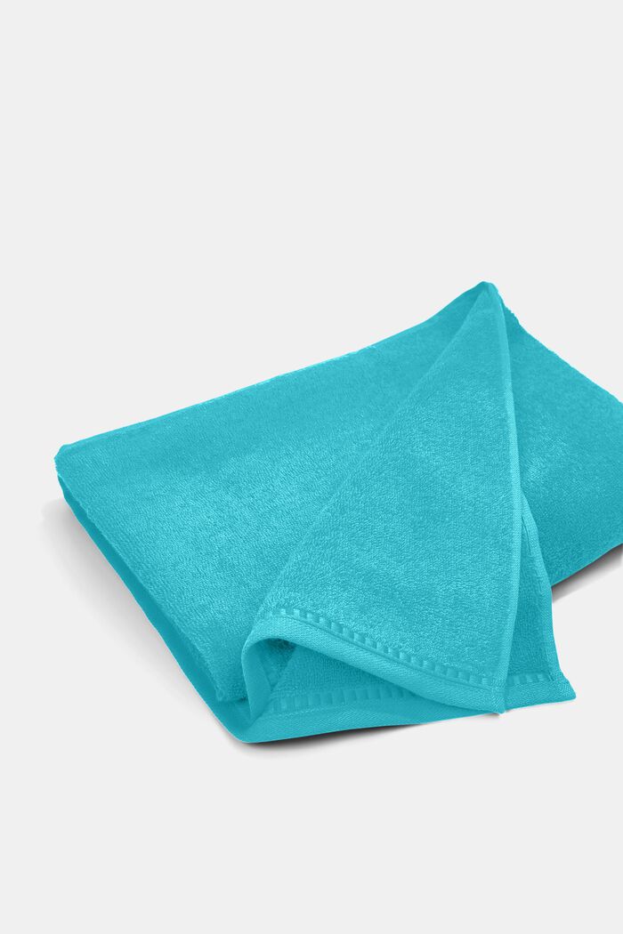 À teneur en TENCEL™ : le lot de 3 serviettes en tissu éponge, TURQUOISE, detail image number 4