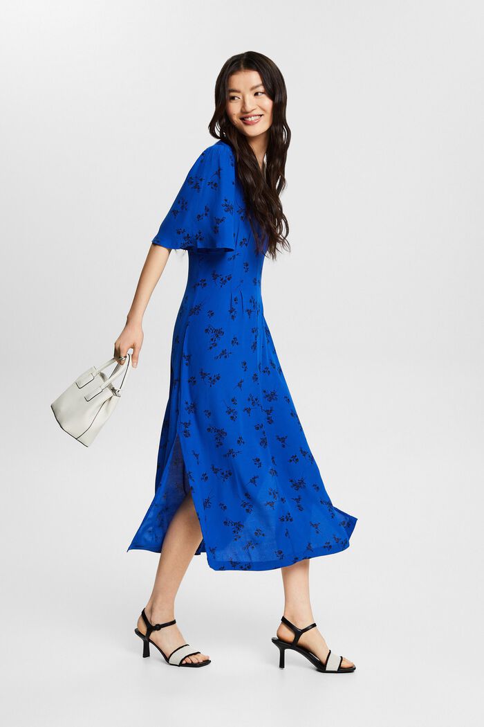 Midi-jurk met V-hals en print, BRIGHT BLUE, detail image number 5