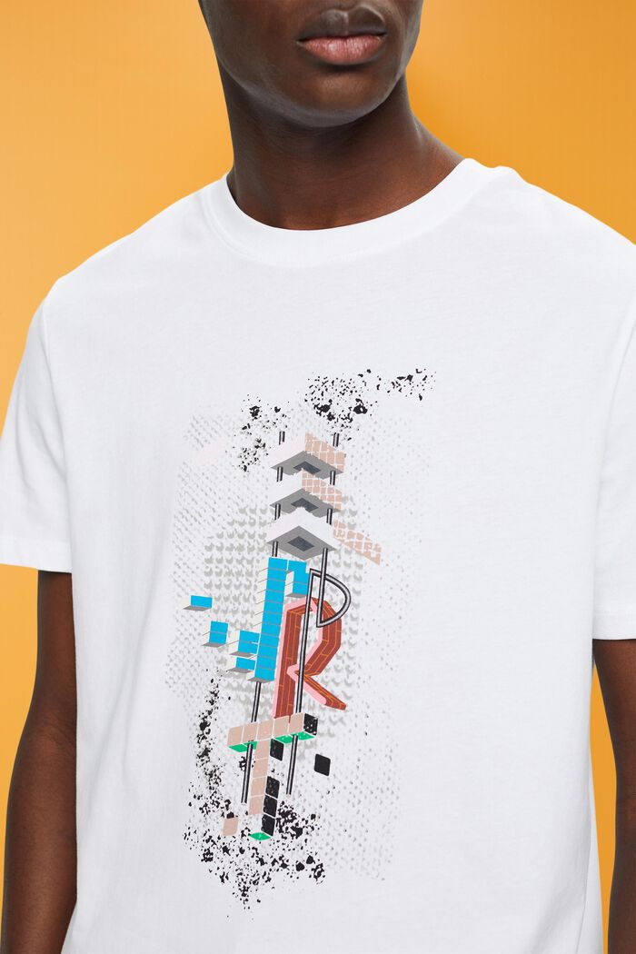Slim fit katoenen shirt met print op de voorkant, WHITE, detail image number 2