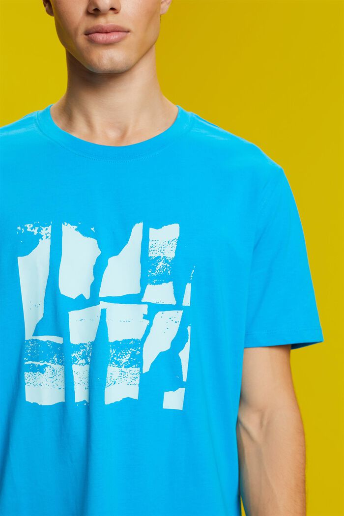 T-shirt met print op de voorkant, 100% katoen, DARK TURQUOISE, detail image number 2