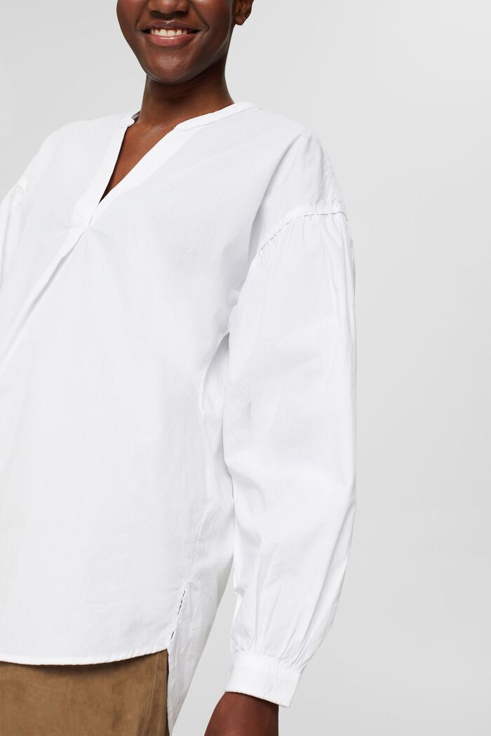 Overhemdblouse van 100% katoen, WHITE, detail image number 0