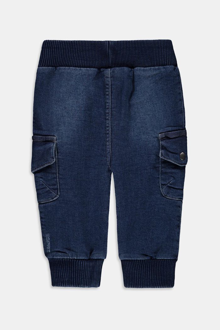 Jeans van comfortabele joggingstof, BLUE MEDIUM WASHED, detail image number 1