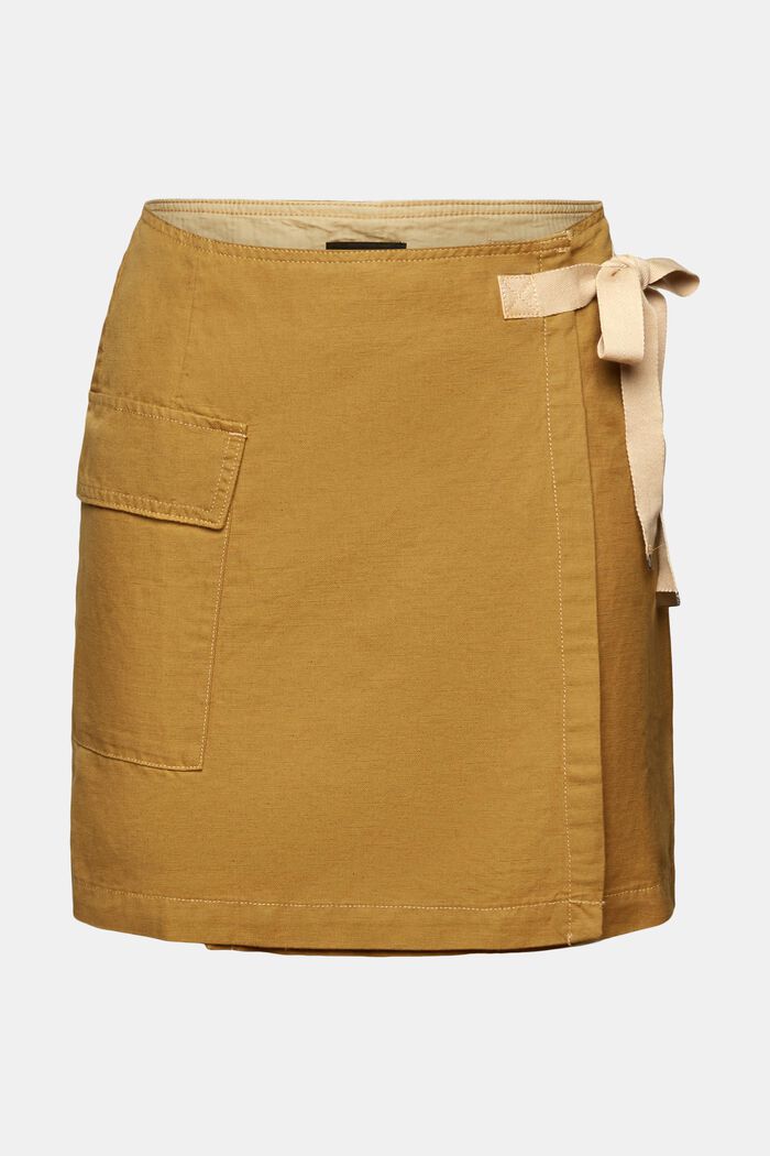 Mini-jupe portefeuille, mélange de coton et de lin, TOFFEE, detail image number 6