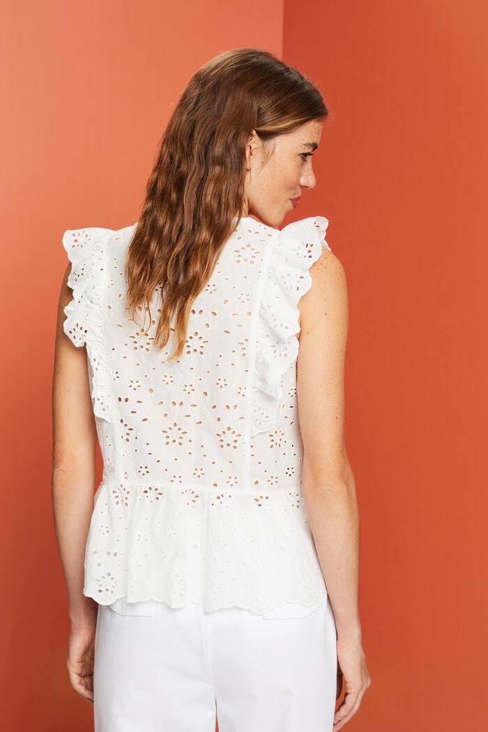 Mouwloze kanten blouse, 100% katoen, OFF WHITE, detail image number 3