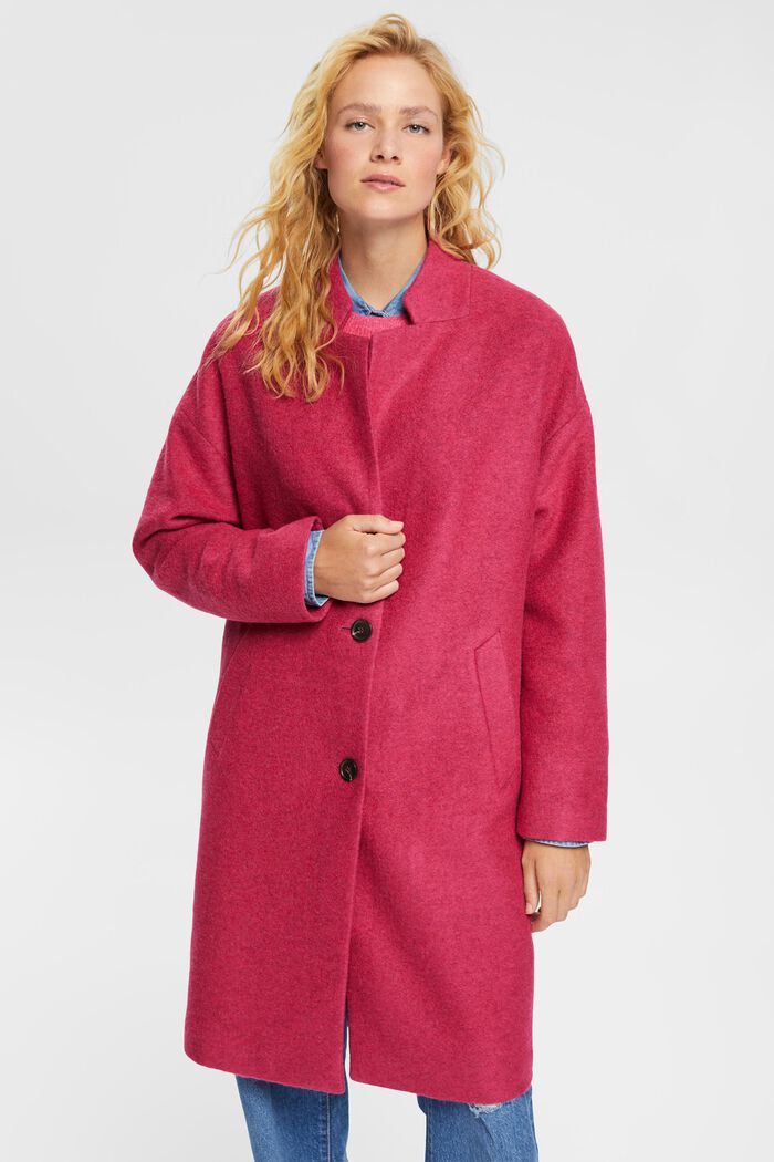 Manteau à teneur en laine, DARK PINK, detail image number 1