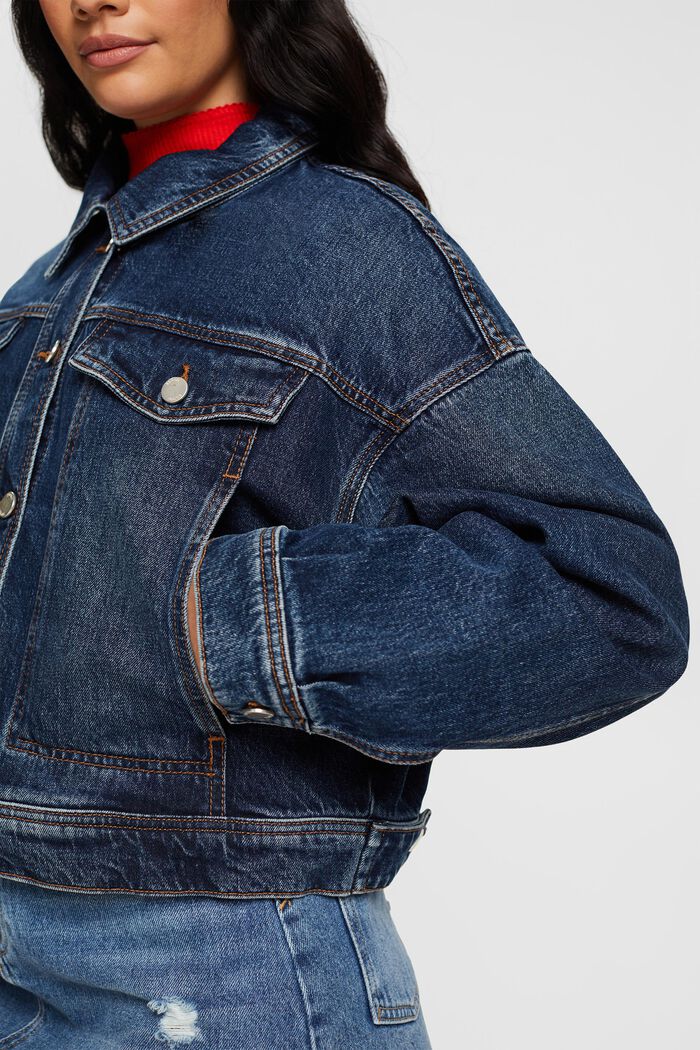 Veste en jean de coupe courte, BLUE MEDIUM WASHED, detail image number 2