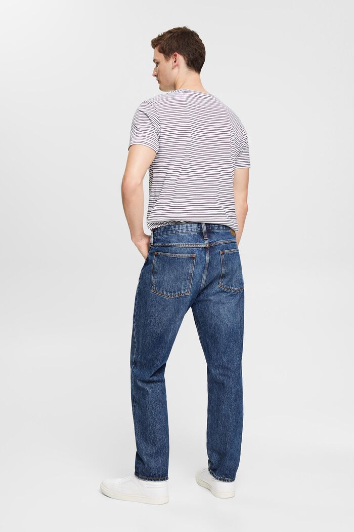 Jeans met rechte pijpen van duurzaam katoen, BLUE DARK WASHED, detail image number 3