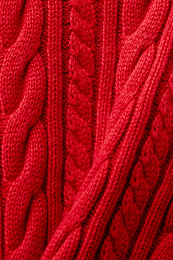 Katoenen trui met kabelpatroon, DARK RED, detail image number 5