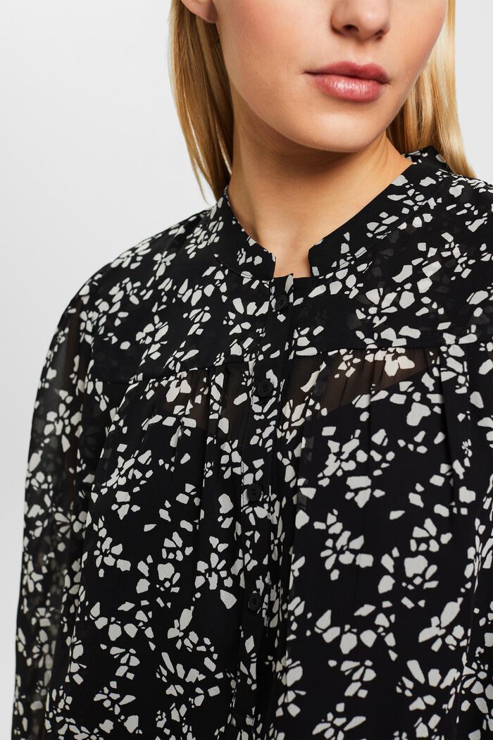 Chiffon blouse met print, BLACK, detail image number 2
