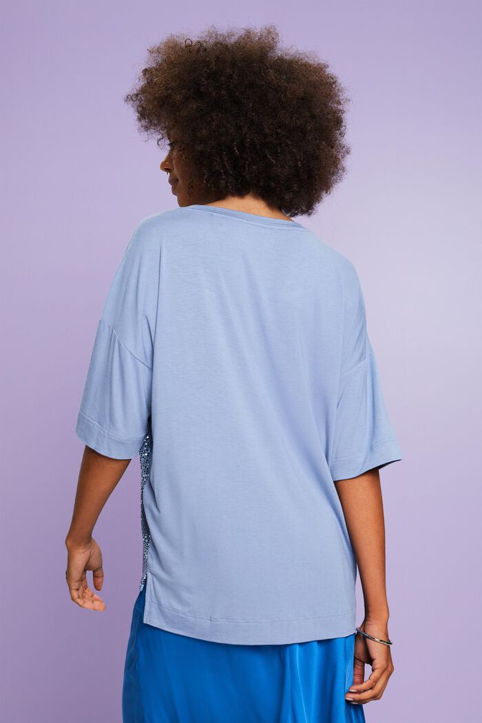 Oversized T-shirt met paillettenapplicatie, BLUE LAVENDER, detail image number 2