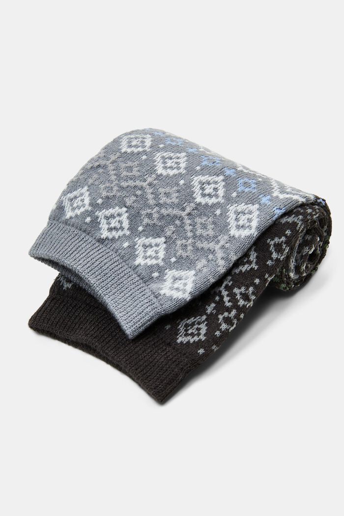 Lot de 2 paires de chaussettes à motif norvégien, coton biologique, GREY, detail image number 1