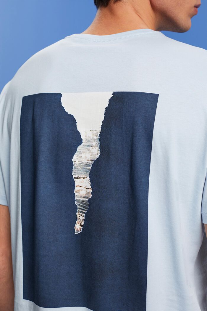 Jersey T-shirt met print op de achterkant, 100% katoen, PASTEL BLUE, detail image number 2