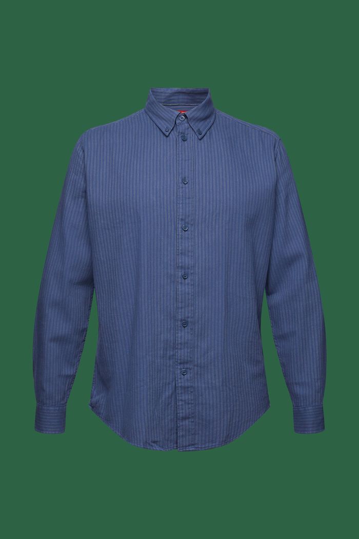 Flanellen overhemd met krijtstrepen, GREY BLUE, detail image number 7