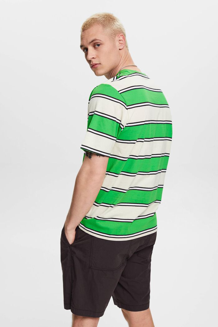 T-shirt rayé en coton durable, GREEN, detail image number 3