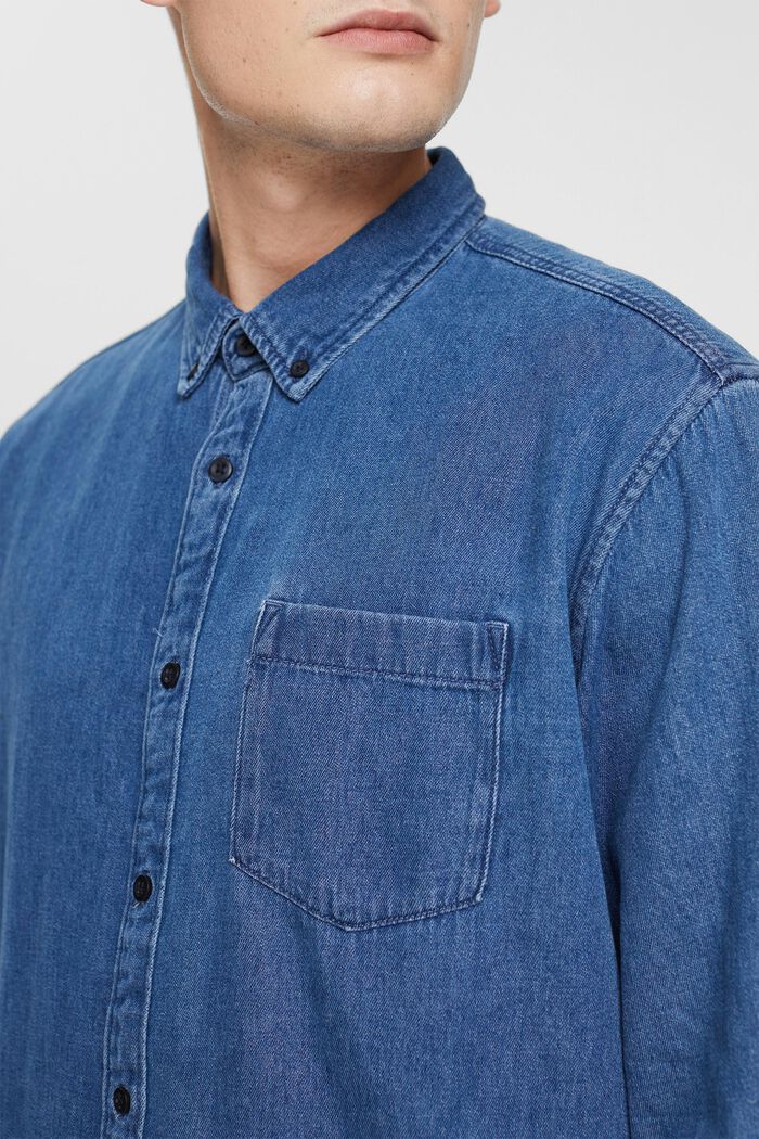 Denim overhemd met opgestikte zak, BLUE MEDIUM WASHED, detail image number 0