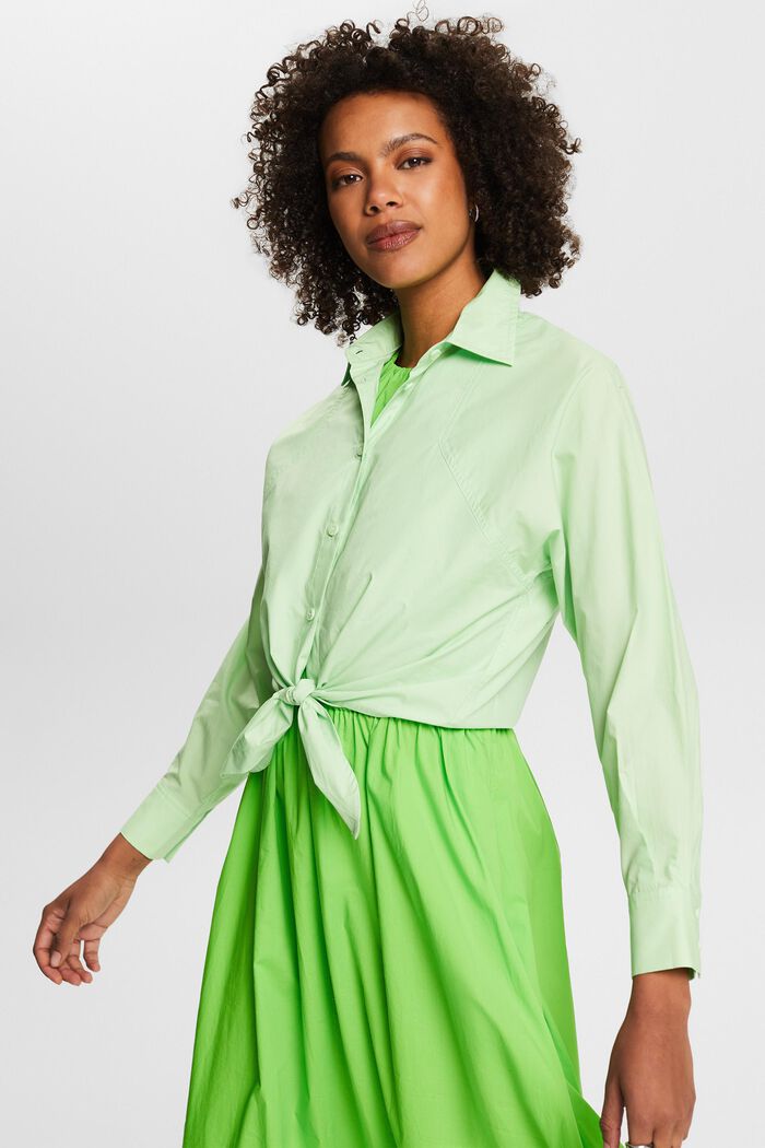 Cropped shirt met strik op de voorkant, LIGHT GREEN, detail image number 0