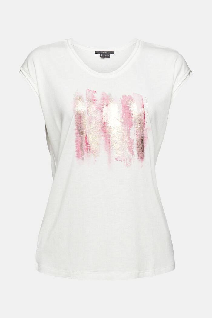 T- Shirt met glitterprint, LENZING™ ECOVERO™