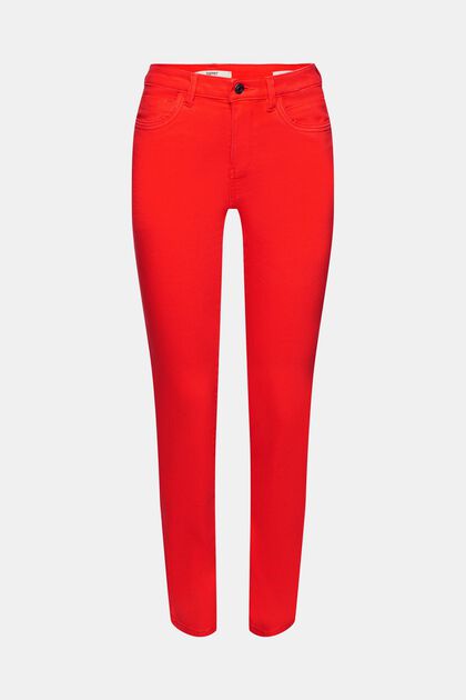 Mid-rise slim fit stretchjeans, RED, overview