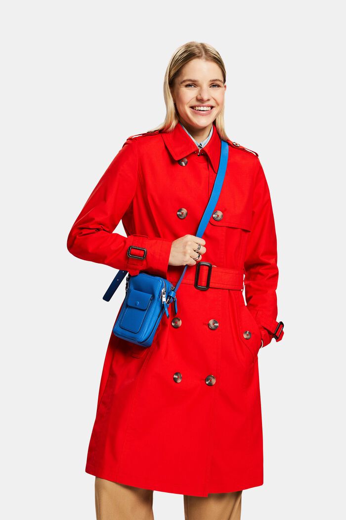 Trench-coat à boutonnage croisé et ceinture, RED, detail image number 0