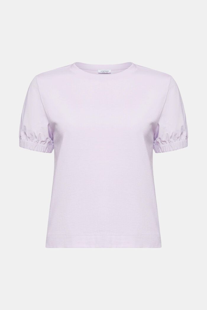 T-shirt met korte mouwen van een materiaalmix, LAVENDER, detail image number 5