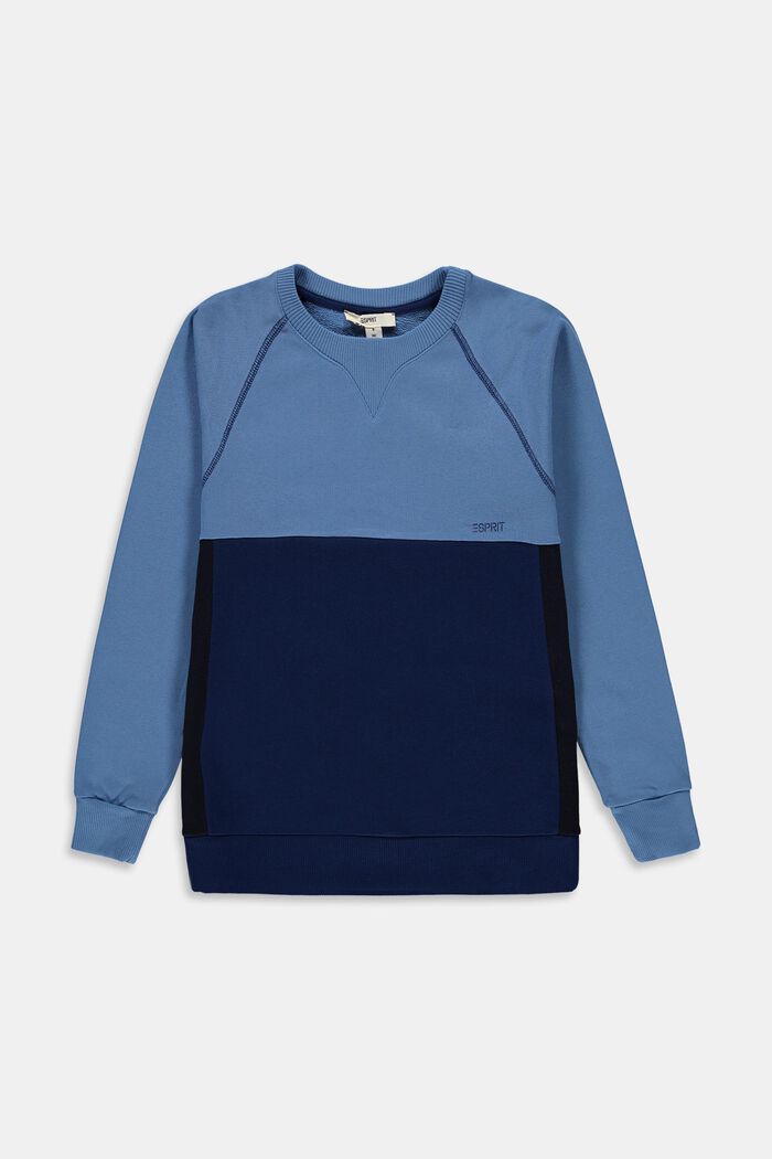 Sweatshirt van 100% katoen met colour block, LIGHT BLUE, overview