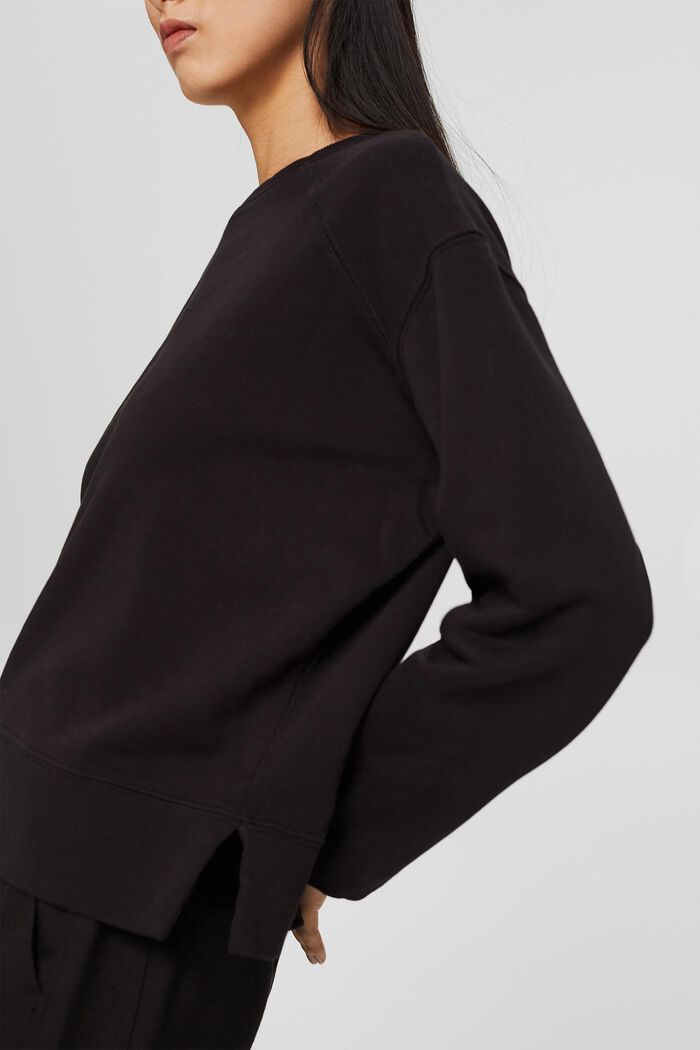 Sweatshirt van zuiver katoen, BLACK, detail image number 0