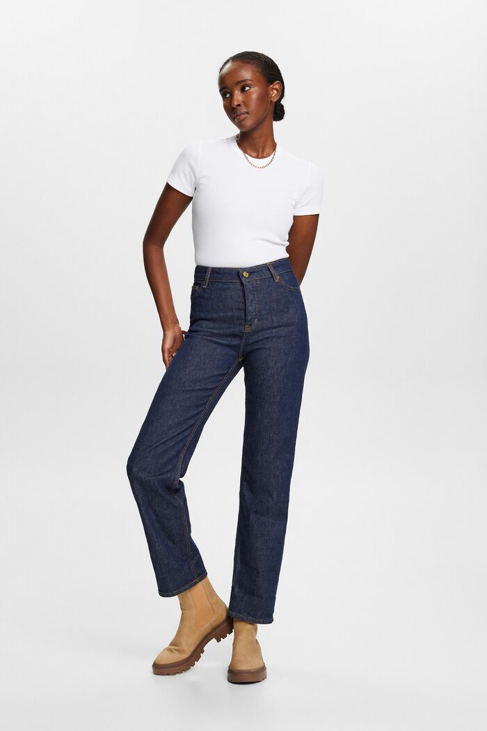 Premium jeans met rechte pijpen en hoge taille, BLUE RINSE, detail image number 0