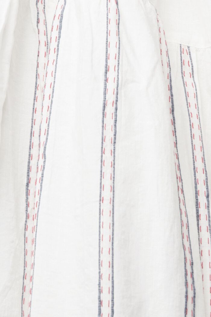 Robe longueur midi à rayures brodées, OFF WHITE, detail image number 4