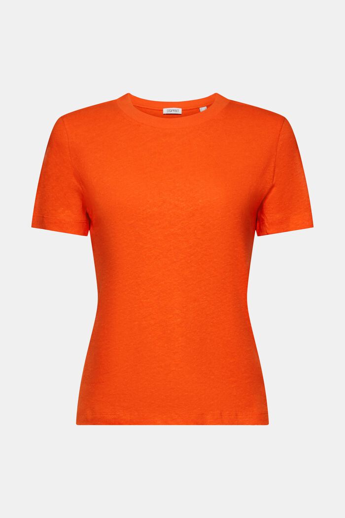 T-shirt van katoen en linnen, BRIGHT ORANGE, detail image number 6