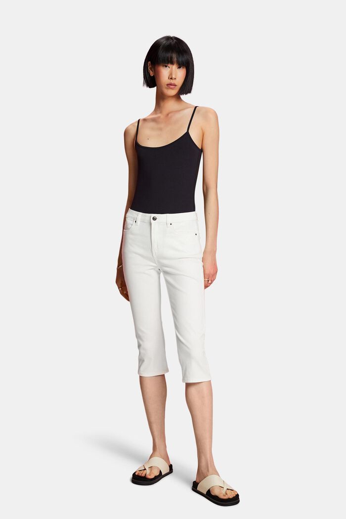 Mid rise capri jeans, WHITE, detail image number 4