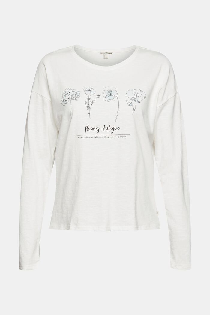 T-shirt à manches longues et imprimé en coton biologique, OFF WHITE, overview