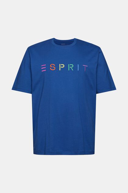 T-shirt en jersey à logo brodé, BRIGHT BLUE, overview