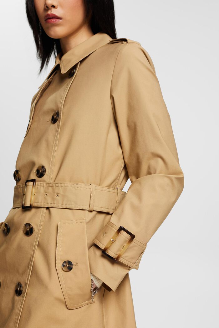 Double-breasted trenchcoat, KHAKI BEIGE, detail image number 2