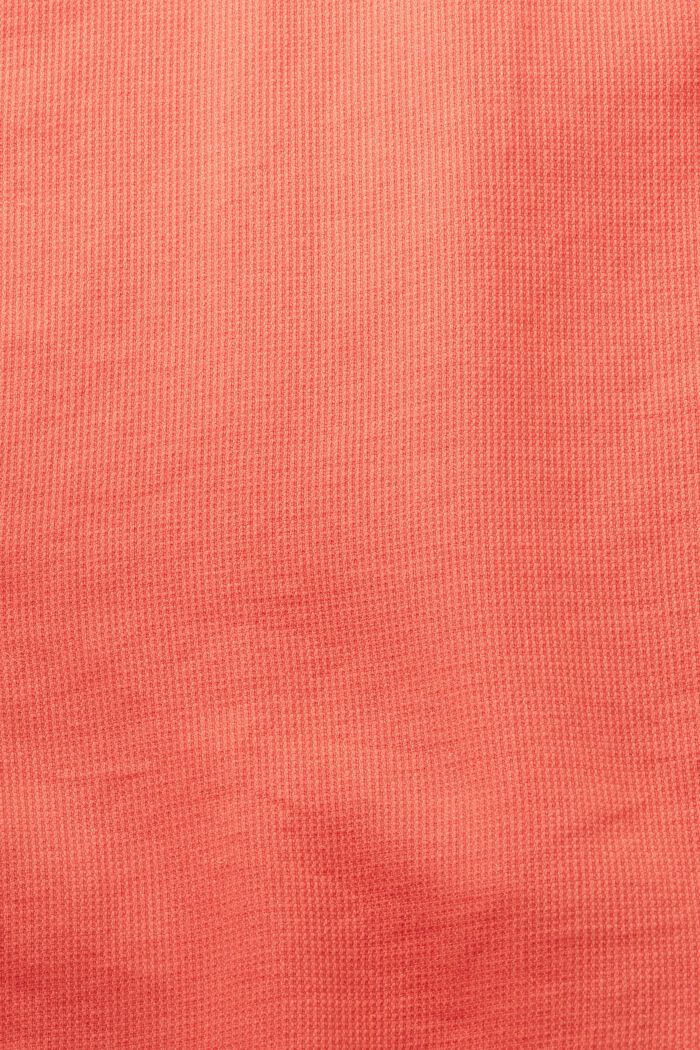 Slim fit overhemd met structuur, 100% katoen, CORAL RED, detail image number 5