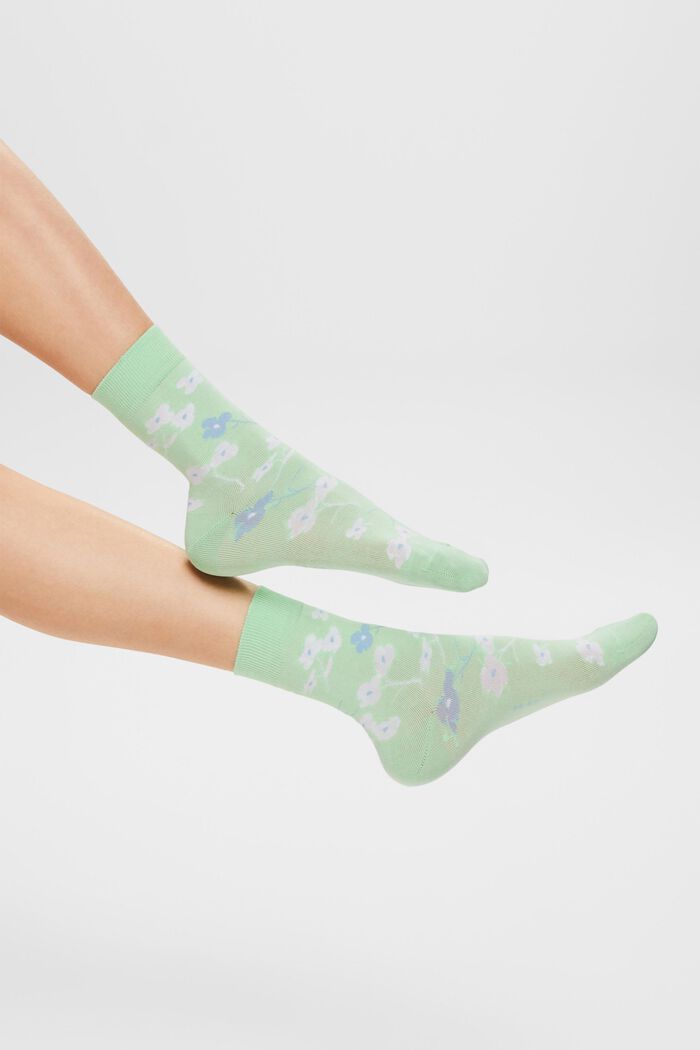 Set van 2 paar grofgebreide sokken met print, GREEN / BLUE, detail image number 1