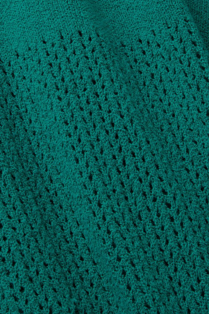 Katoenen trui met opengewerkt motief, EMERALD GREEN, detail image number 4