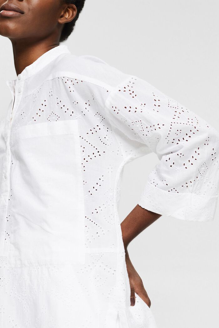Oversized blouse met opengewerkte kant, WHITE, detail image number 2