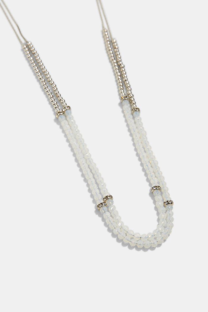 Collier double à perles en verre scintillantes, WHITE, detail image number 1