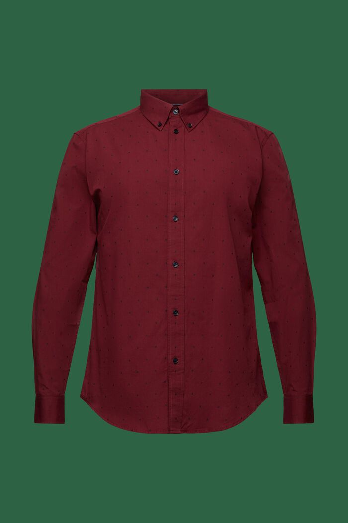 Katoenen slim fit-overhemd met borduursel, GARNET RED, detail image number 6
