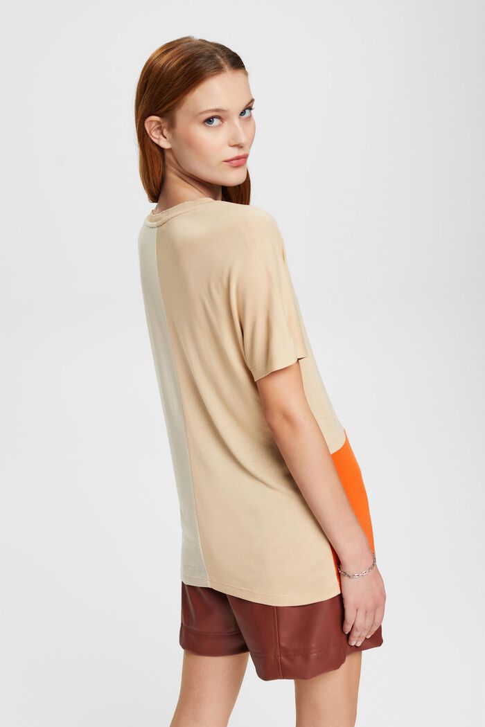 Colour block T-shirt, LENZING™ ECOVERO™, CREAM BEIGE, detail image number 4