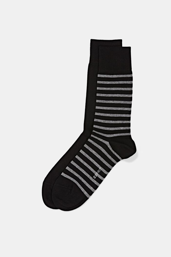 Set van 2 paar sokken, biologisch katoen, BLACK, detail image number 0