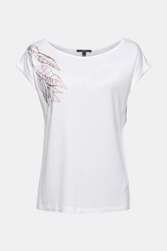 Shirt met metallic print, LENZING™ ECOVERO™, WHITE, detail image number 2