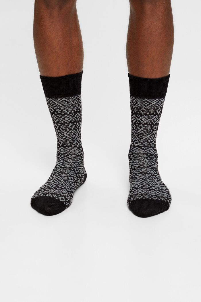 Lot de 2 paires de chaussettes en laine mélangée ornées d’un motif norvégien