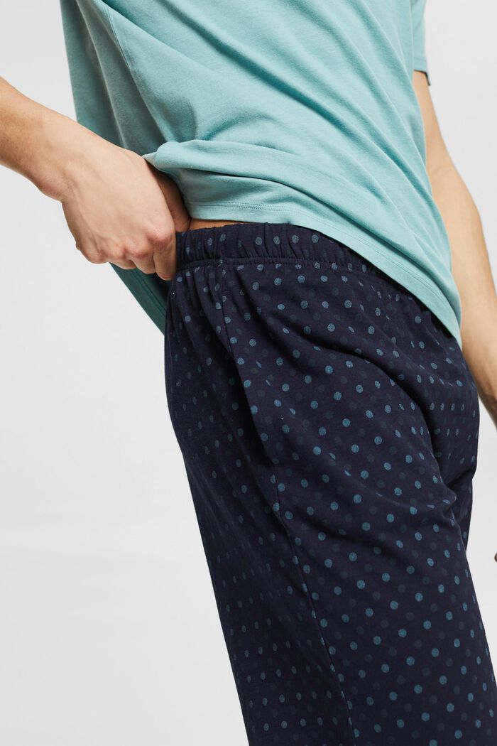 Pyjama en coton à pantalon court, TEAL GREEN, detail image number 3