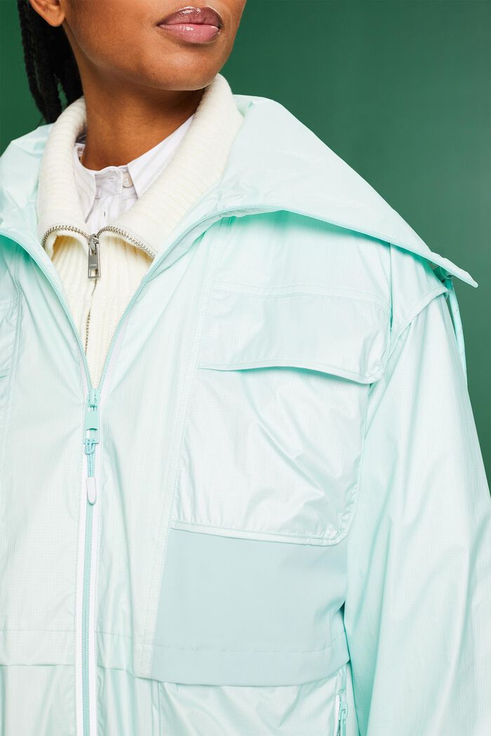 Waterafstotende ripstop jas met opstaande kraag, LIGHT AQUA GREEN, detail image number 3