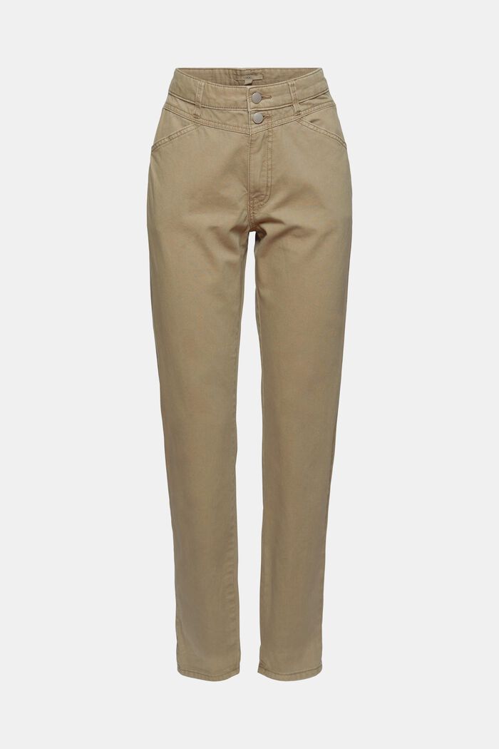 Pantalon taille haute à deux boutons, 100 % coton bio