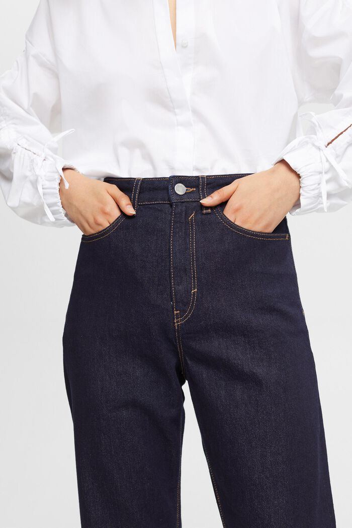 Jeans met hoge taille en rechte pijpen, BLUE RINSE, detail image number 2